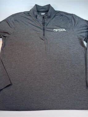 LANDS' END Charcoal Heather Gray 1/4-Zip Pullover, L, w/Logo